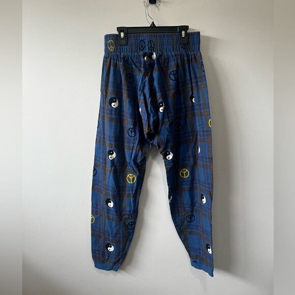 Urban Outfitters Out from Under Comfy Blue Plaid Peace Sign Pants XS - Picture 4 of 5